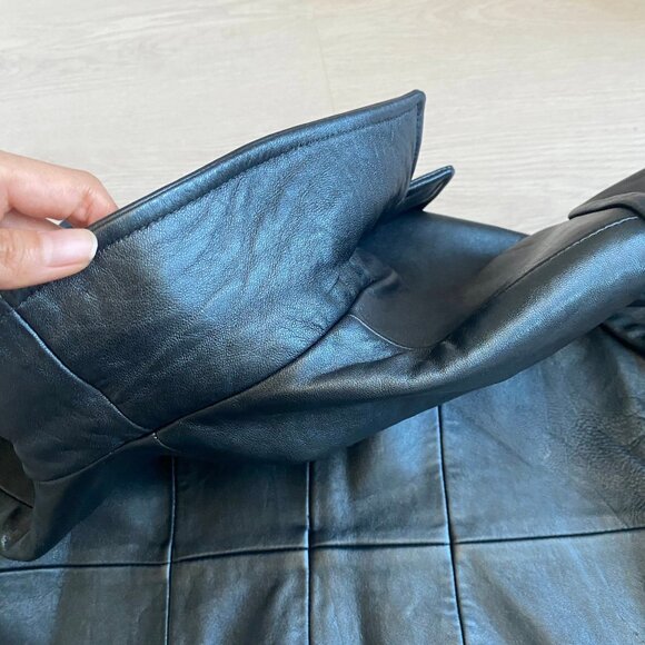 Vintage Nordstrom 100% Genuine Leather Oversized Blazer in Black Size 8 punk - Picture 8 of 11